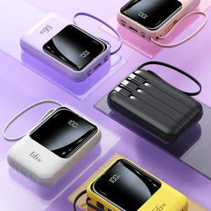 (新製品)ミニ モバイルバッテリー66ｗパワーバンク内蔵ケーブル充電器  (タイプCケーブル/マイクロUSBケーブル/iPhone用)