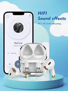Latest Bluetooth5.3 Clear Case Digital Noise Canceling Wireless Earphones