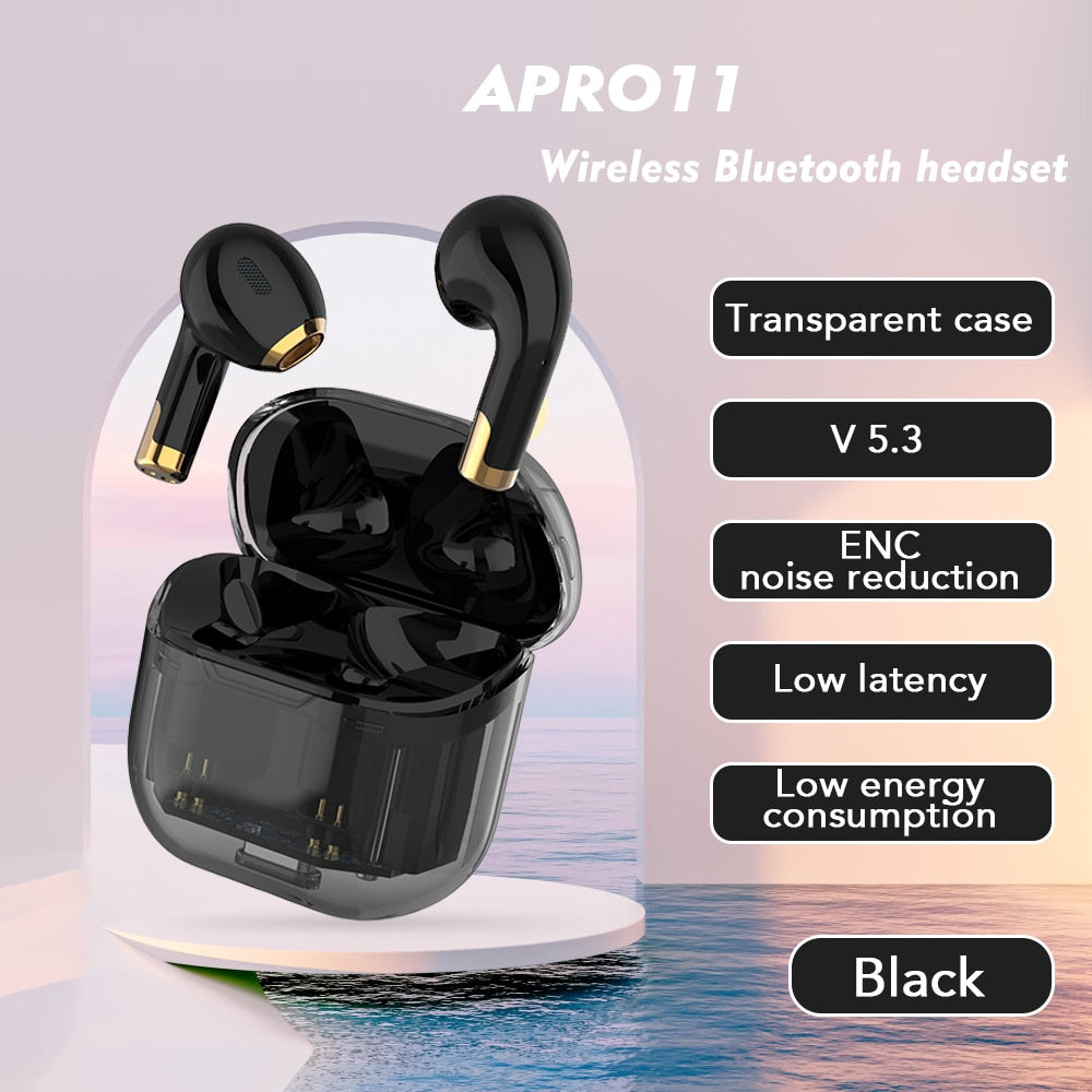 Latest Bluetooth5.3 Clear Case Digital Noise Canceling Wireless Earphones