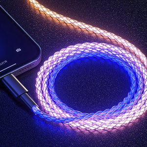 LEDライト付きマイクロUSB携帯電話ケーブル　iPhone、Samsung用タイプC急速充電ケーブル